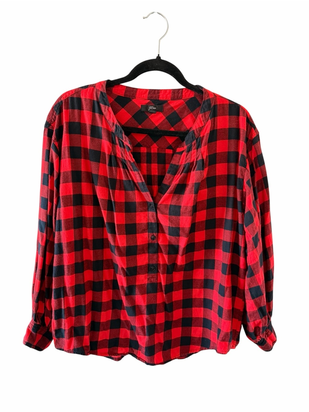 J. Crew Red and Black Buffalo Plaid Button-Front Shirt